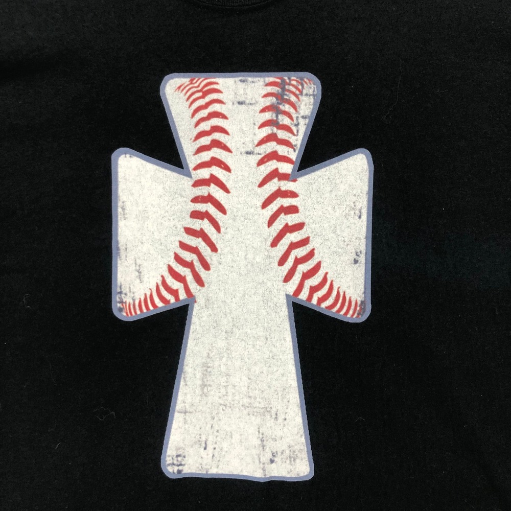 Baseball Cross Gildan Heavy Cotton Black Graphic T-Shirt 2XL